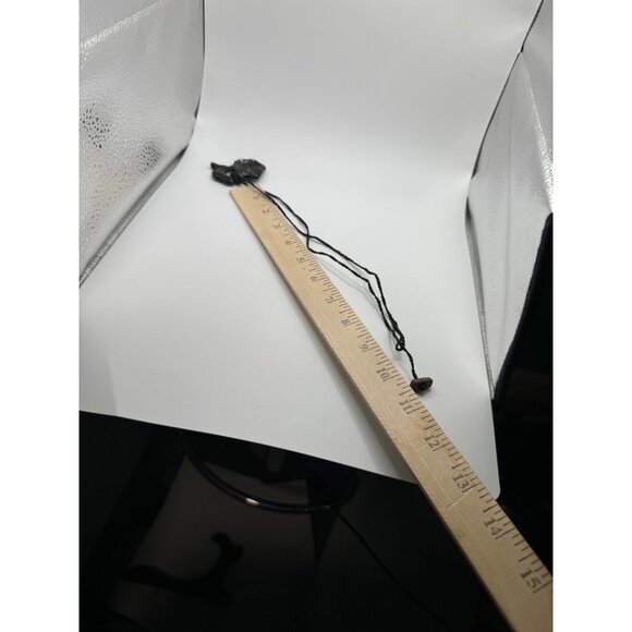 Black Ceramic Pendant Necklace With Knotted Cord - Picture 4 of 6